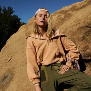 Free People Movement Shelter Hoodie Cropped Sweatshirt - Copper Peach